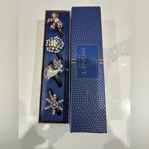 Monet gold tone napkin rings Christmas Holiday